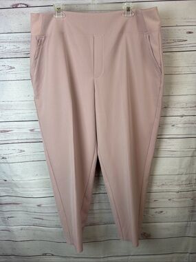 Athleta Venice Sz 18 Pull On Blush Pink High Rise Pants Trousers Pockets